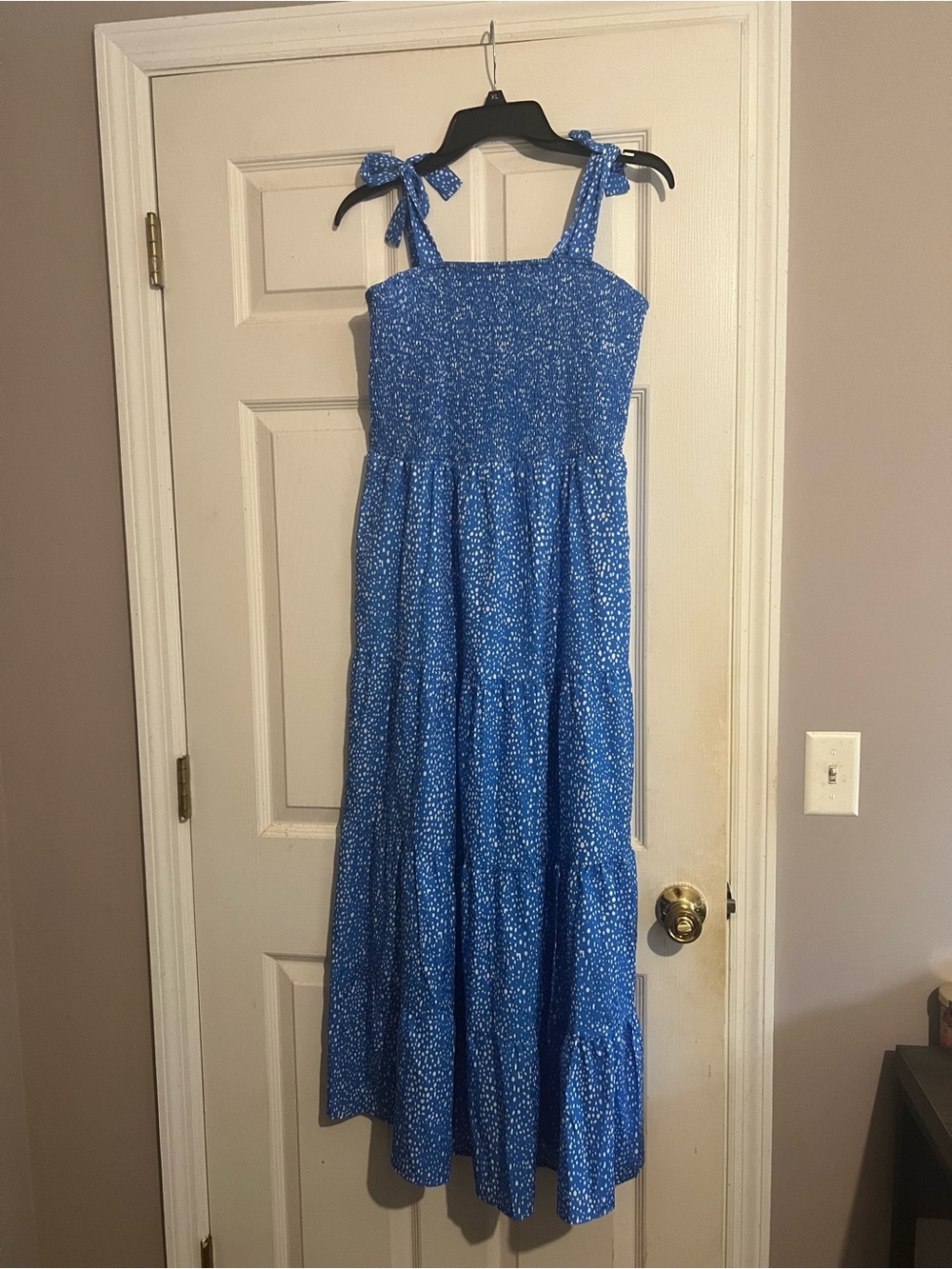 Blue Floral Tie-Shoulder Maxi Dress